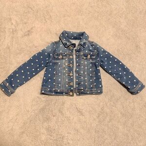 GAP 3t Girls Blue Jean Denim Jacket with White Dots